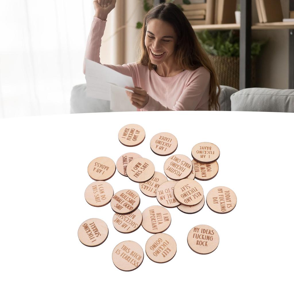 22 Stück Miniatur-Fluch-Affirmationsscheiben Lustige Einzigartige Miniatur-Süße Affirmation Holzdekoration für Familie Freunde Kollegen