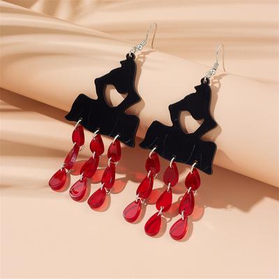 Halloween Acrylic European and American New Earrings with Blood Droplets, Tassels, Exaggerated Dark Style, Personalized Earrings