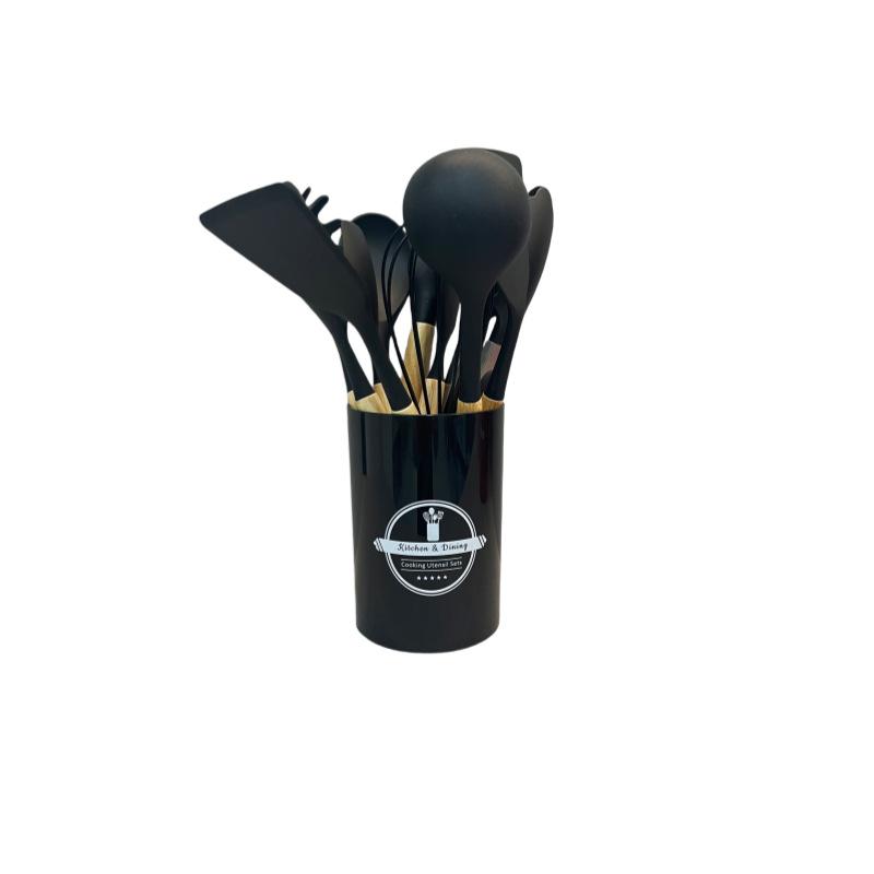 2025 New Light Edition Silicone Cooking Shovel Food Grade Spoon 12-piece Set 550g Silicone Kitchenware Set