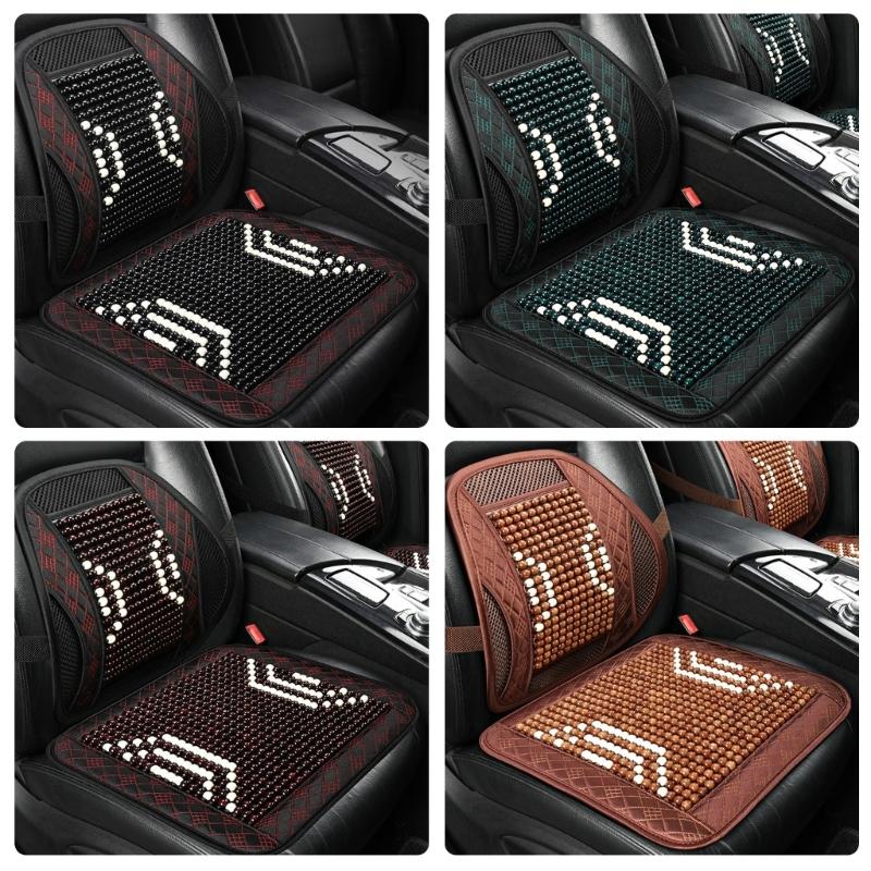 Universal Vehicle Chair Ventilated Cooling Seat Pad Cushion Beaded Comfort Seat Cover Lumbar Back Brace Support Cushion