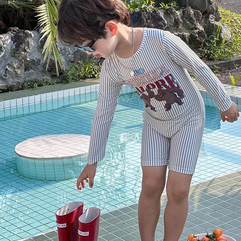 

2025 Boys Trendy Long-Sleeved Quick-Drying Swim Suit for Hot Springs & Water Parks For height ~90cm