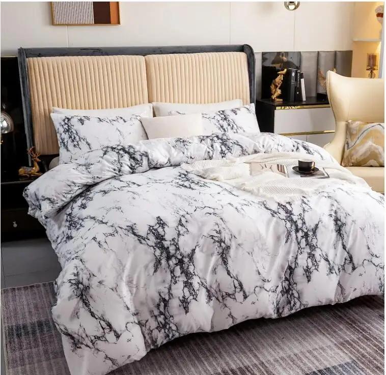 Black Duvet Cover Set King Queen Size, Marble Pattern Comforter Cover or Quilt Cover Ultra Soft Bedding Sets with Zipper Closure