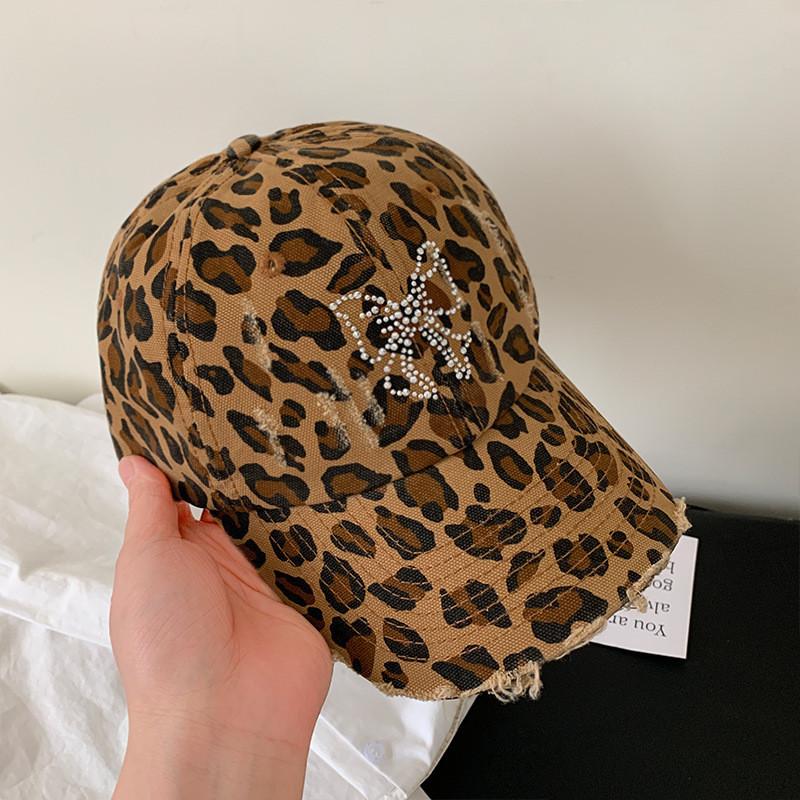 American Retro Leopard Print Embroidered Baseball Cap With Curved Brim For Women Sunshade