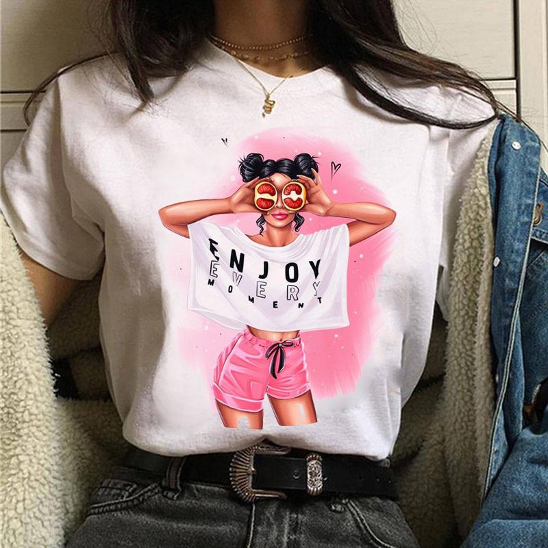 Summer Fashion City Girls Simple T-shirt Trend Women's Fashion White Short-sleeved Women's T-shirt Harajuku