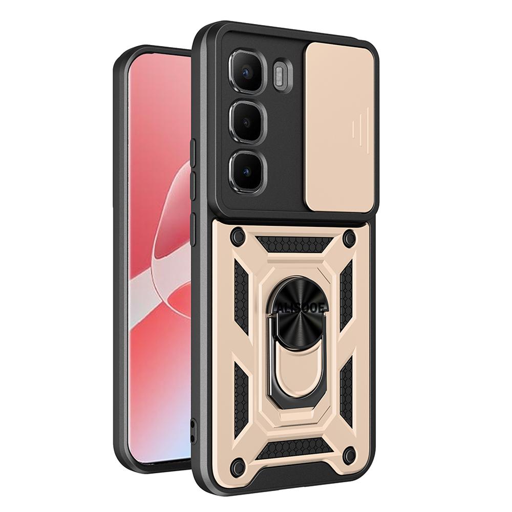 Armor Holder Funda for Infinix Hot 60 Pro Plus 4G Case Cover Slide Camera Protection Ring Stand Shockproof Back Capa Funda