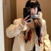 South Korean Ins2024 New Winter Geometric Color Gradient Mohair Fringe Scarf Women'S Shawl Two Use Scarf