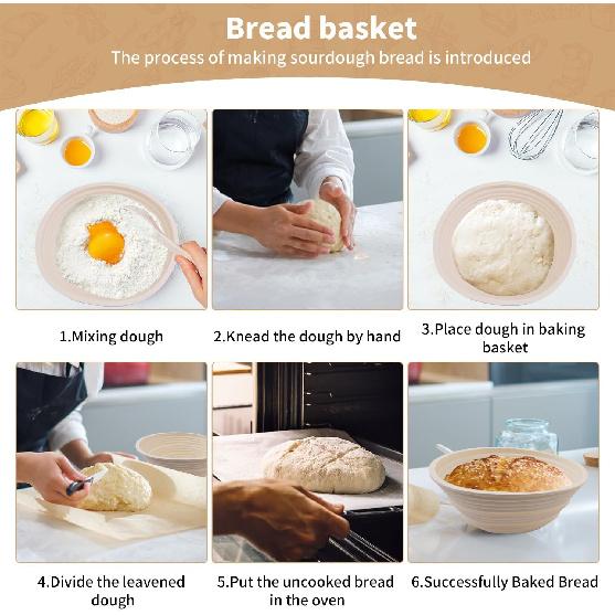 Sourdough Bread Baking Supplies, Set of 2 Silicone Banneton Bread Proofing Baskets, 9 Inch Round & 10 Inch Oval Foldable Proofing Baskets, Optimum