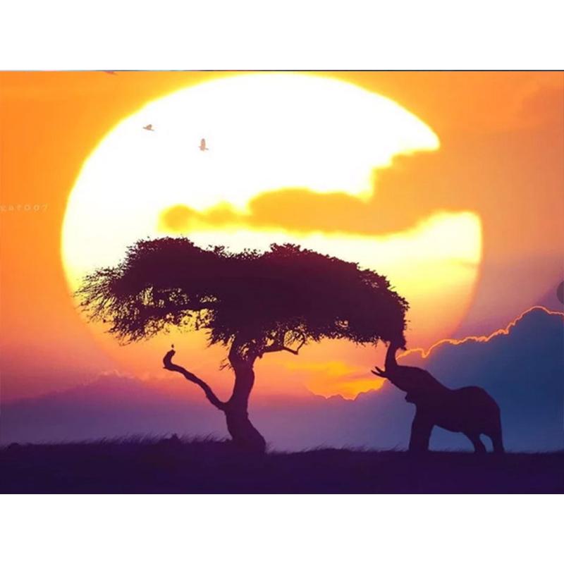 Diamantmaling Løvetann Full Firkant Mosaikkkunst Solnedgang Diamantbroderi Landskap Bilde av Rhinestone Hjemmedekor
