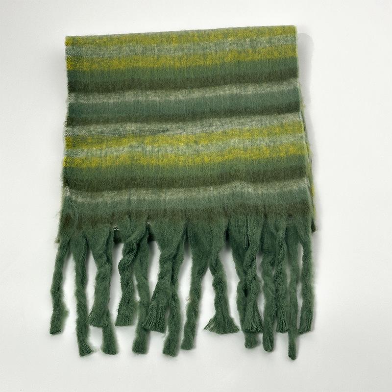 Winter new high-end warm thickened scarf women's winter striped soft scarf skin-friendly, fashionable and fresh