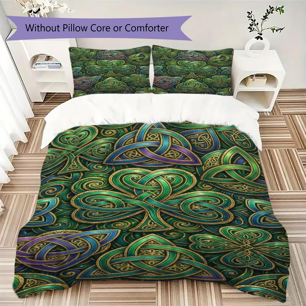 St.Patrick's Day Pattern Bedding Uilt Set Uilt Cover Pillowcase Home Decoration Birthday Gift (1 * Duvet Cover + 2 * Pillowcase Without Core)82