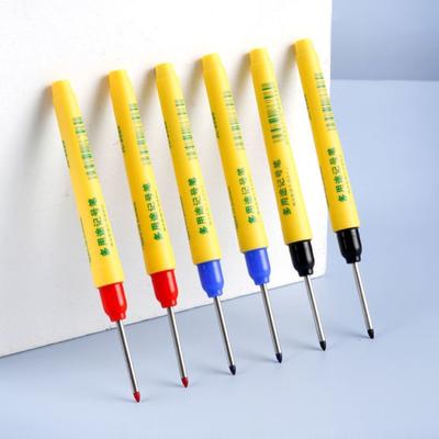 6Pcs 33mm Long Nose Woodworking Marker Pen Quick Dry Waterproof Permanent Marker for Marking On Metal Wood Glass Ceramic