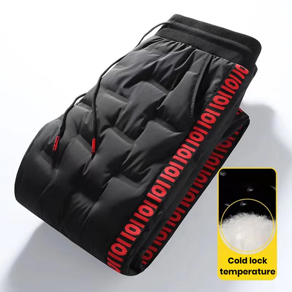 

Зимние пуховые мужские брюки на кулиске, теплые стеганые спортивные штаны свободного кроя для бега, утолщенные теплые хлопковые брюки, термопуховые брюки M красный