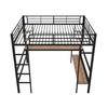 Children Bed Strong Carrying Capacity Metal with Large Bookshelf Four Small Shelves Ladder Fall Protection Grilles Home Frame Loft Furniture Bunk