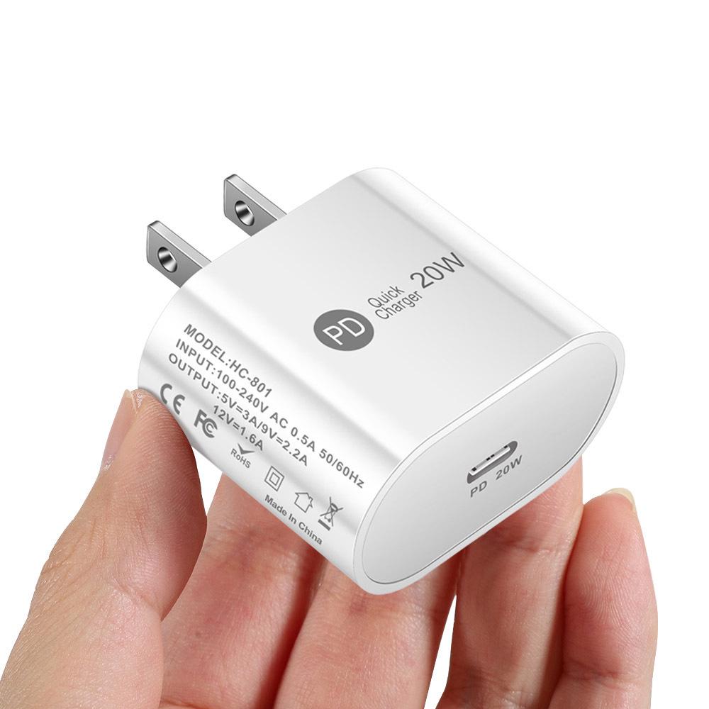PD Fast Charger 20W with EU/US/UK Travel Adapter for Mobile Phones