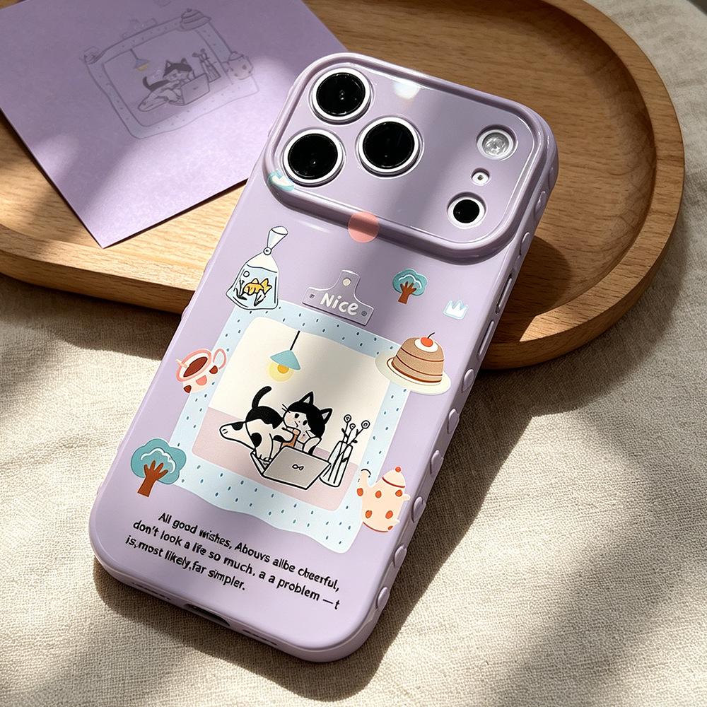 

Cow Cat Sticky Note iPhone Case: Drop-Proof Protection for iPhone 16/17/17 Pro. High-End Feel. iPhone 17 Air