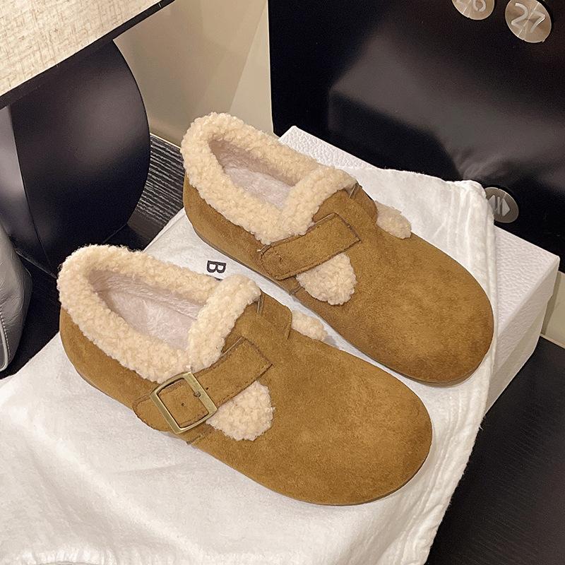 Women's Large Size Thick Sole Soft Sole Winter Warm Fur One Snow Boots Padded Lined Ankle Boots Non-slip Hiking Sports Cotton Boots Soybean Shoes