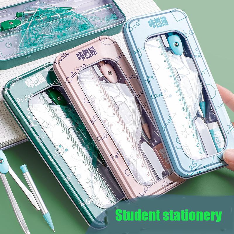 8pcs Drawing Set Compass Ruler Protract Learning Tools Mathematical Stationery Math Drawing Set For Students Drawing Accessories