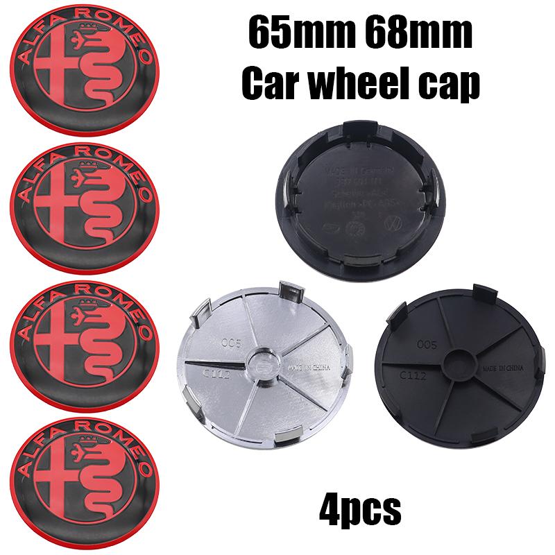 Car Stickers For Alfa Romeo 4pcs 65mm 68mm alfa romeo 3D Car wheel emblem Wheel Center Hub auto Rim refit dust-proof badge cover