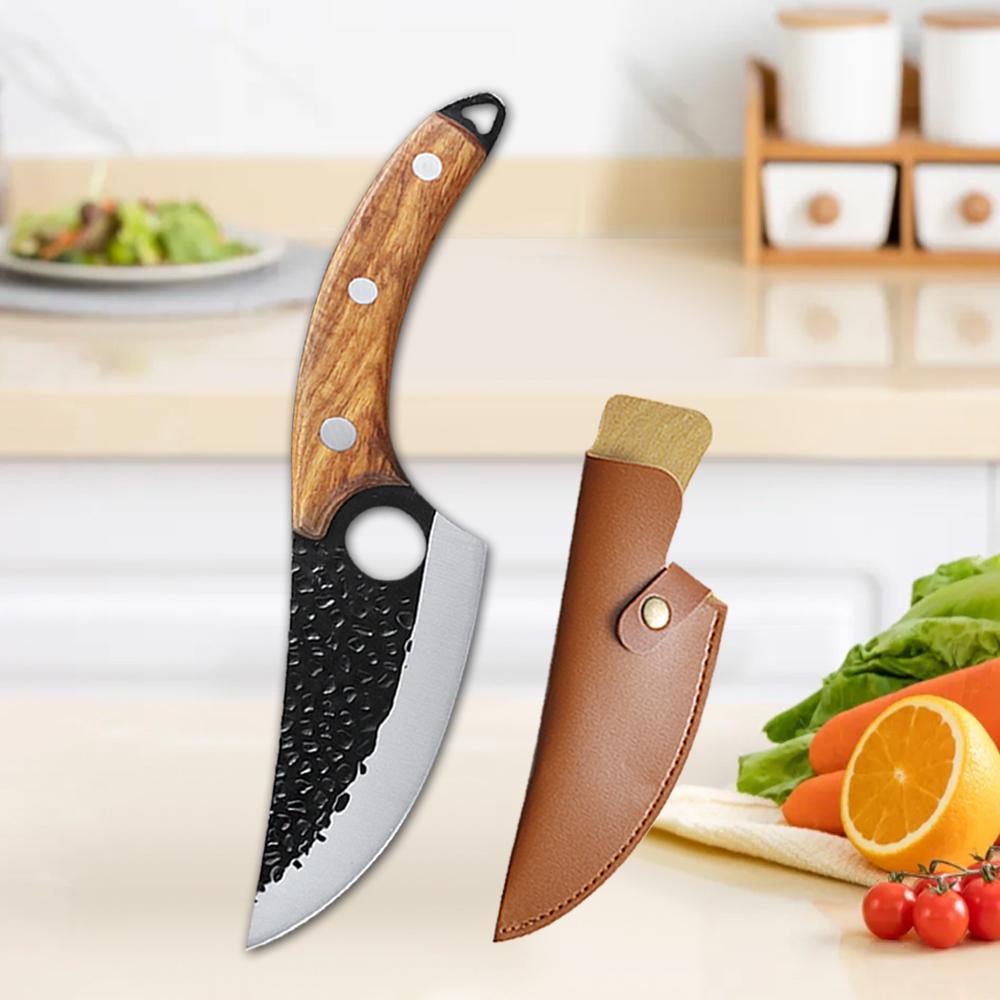 Stainless Steel Butcher Boning Knife Handmade Forged Knife Meat Cleaver Vegetable Slicing Knife Fish Knife with Wooden Handle