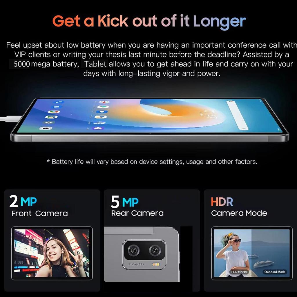 BDF P90 Android 13 Tablet 10.1" 1280x800 IPS 3G/4G SIM Card Max 4GB RAM 64GB ROM 5000mAh Type-C Metal Body Tablets PC Wi-Fi