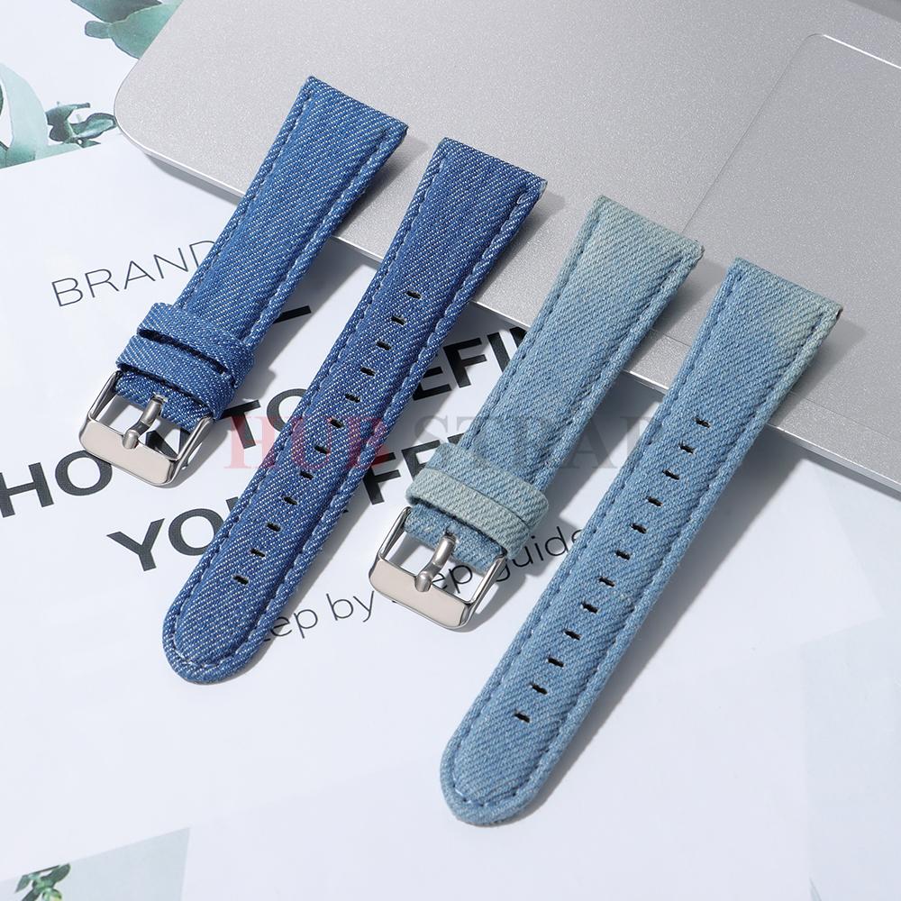 Denim Nylon Straps 22mm 24mm for Omega for Seiko Watches for Men Women Vintage Soft Fabric Nylon Watchbands Watch Accessories