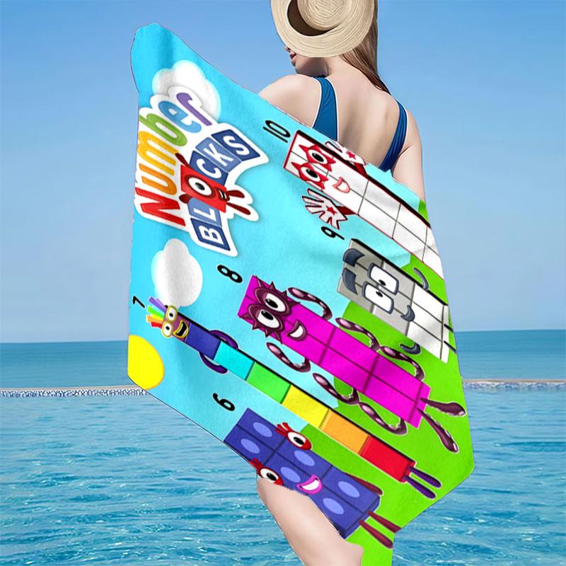 Number-Blocks Abenteuer Strandtuch, Superweiche Mikrofaser, Geschenk für Sie/Ihn, Geburtstag, für Pool, Strand, Reisen, Heimdeko Fan-Geschenke