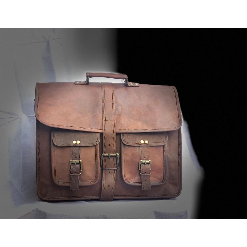 Men's Genuine Vintage Brown Leather Messenger