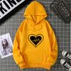 Women's Fleece Lined Hoodie Solid Color Heart Print Kangaroo Pocket Drawstring Printed Hooded Sweatshirt Streetwear