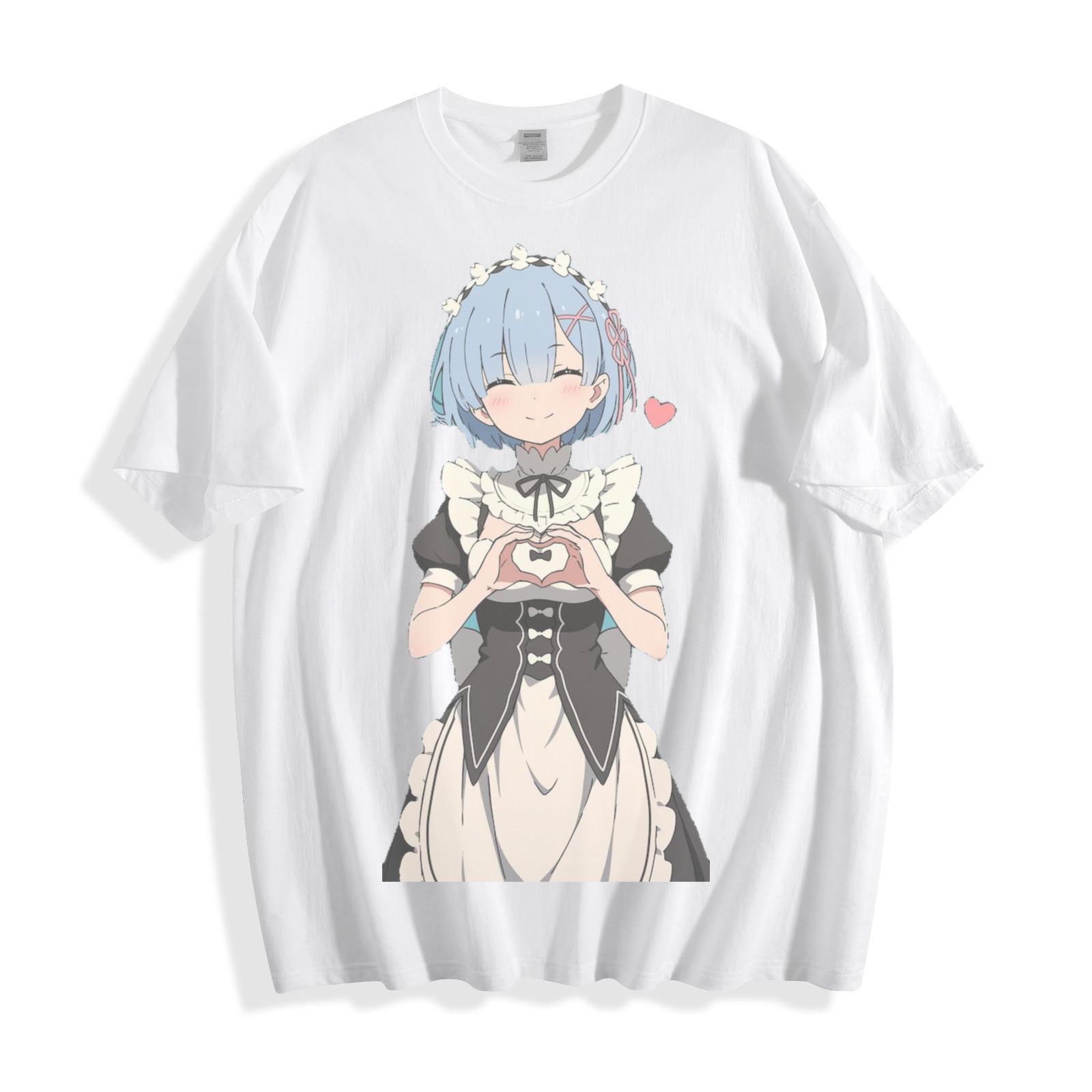 Футболка ReZero Рем Смайлик Сердце Мужская Женская Топ - Очаровательная Аниме Унисекс Футболка 3XL