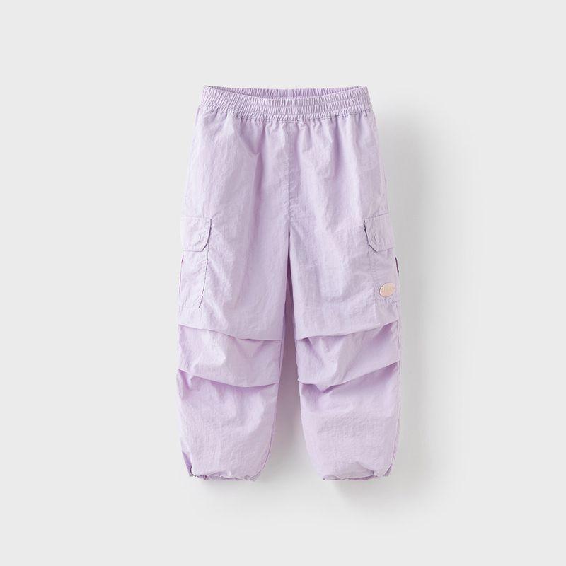 David Bella Girls  Pants for Older Children, Stylish Parachute Pants, 2026 Summer New Children s Casual Cargo Pants Purple [Ready Stock] 110