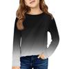 Girls' Long Sleeve Tee - Pleated Round Neck Casual Top