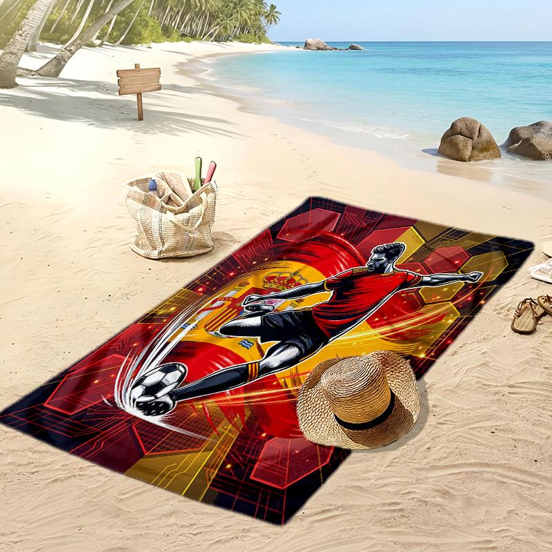 Spain Football Print Beach Towel Quick Dry Super Absorbent Soft Bath Towel for Swimming Beach Travel Fan Souvenir Gift