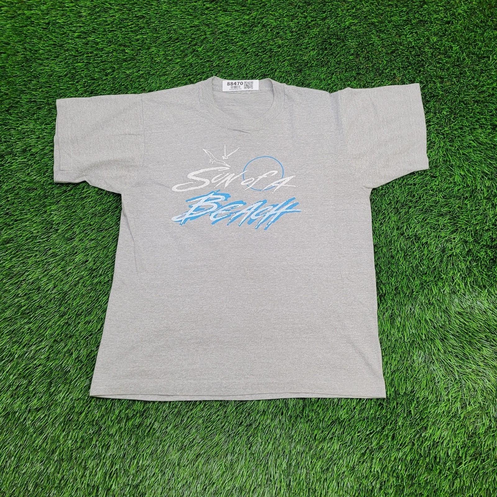 

Vintage 90s Sun of a Beach Funny SOB T-Shirt S/M 19x24 Gray USA L
