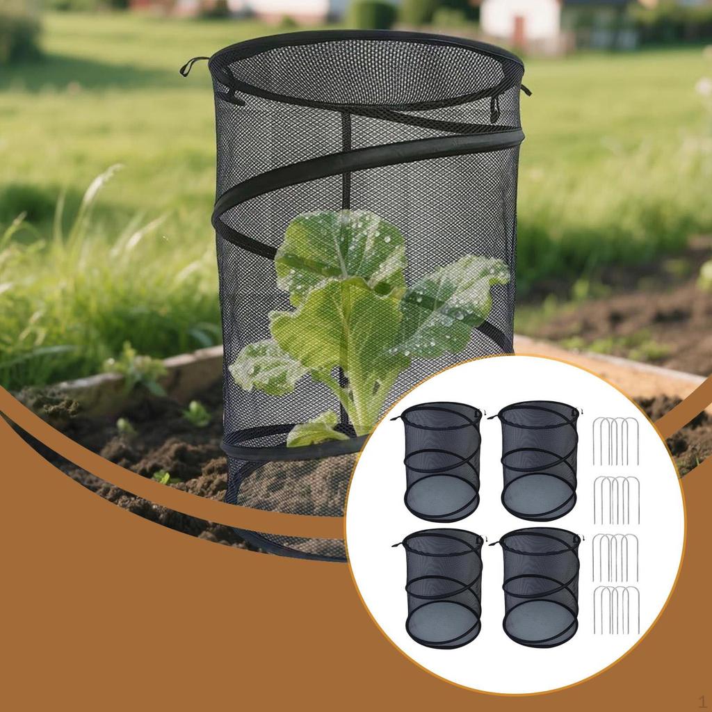 4 Pieces Foldable Plant Covers Mesh Protectors Popup Netting Mini Greenhouse Cages Cloth