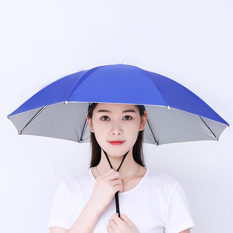 Kopfmontierter Regenschirm Faltbar Wasserdicht UV-Schutz Sonne Regen Kappe Für Outdoor Angeln Camping Strand Für Männer Frauen