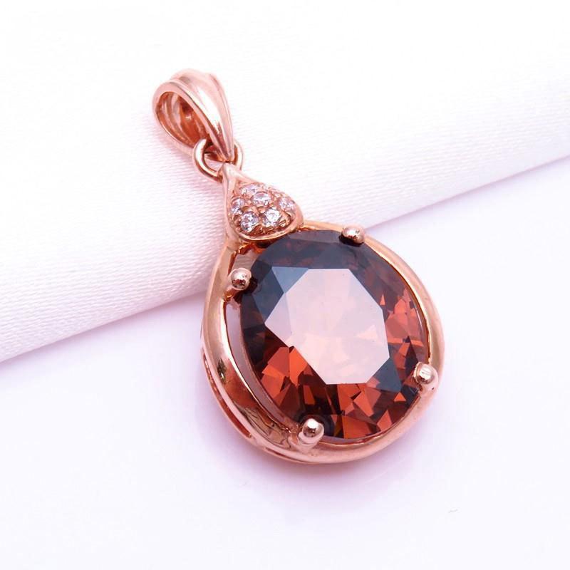 Фиолетово-золотой цвет Золотая инкрустация Дымчатый камень Подвеска Модный темперамент Позолоченное розовым золотом ожерелье