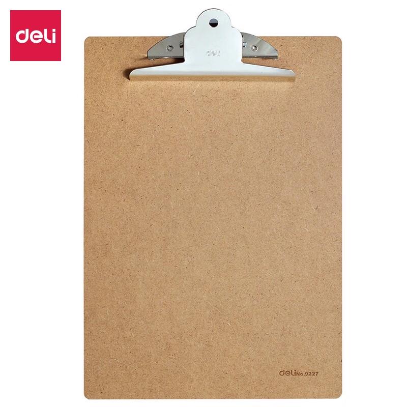 Deli A4 Wooden Texture Clipboard with Strong Metal Clip - 5 Pack
