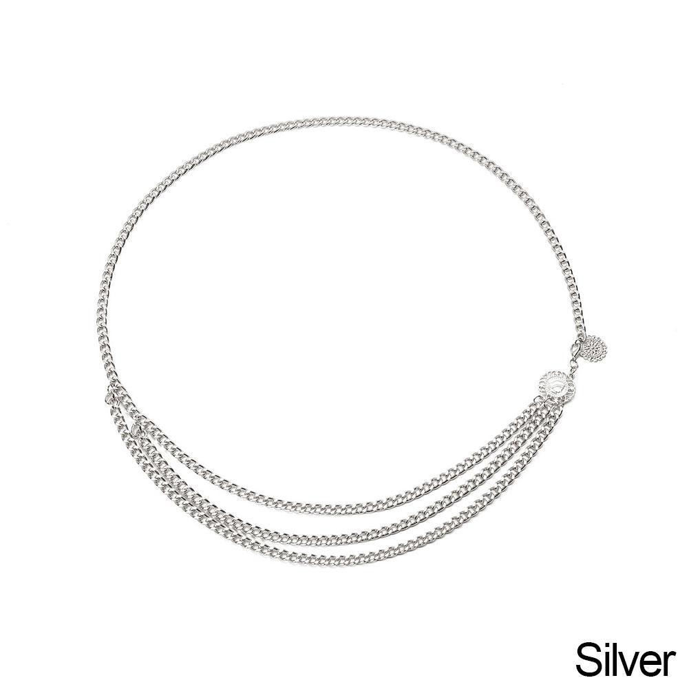 

Женский Модный Сплавной Пояс Золотой Серебряный Металлический Цепочный Пояс на Талию Массивные Кисточки Хрустальный Бриллиант Цепочка на Талию серебряный