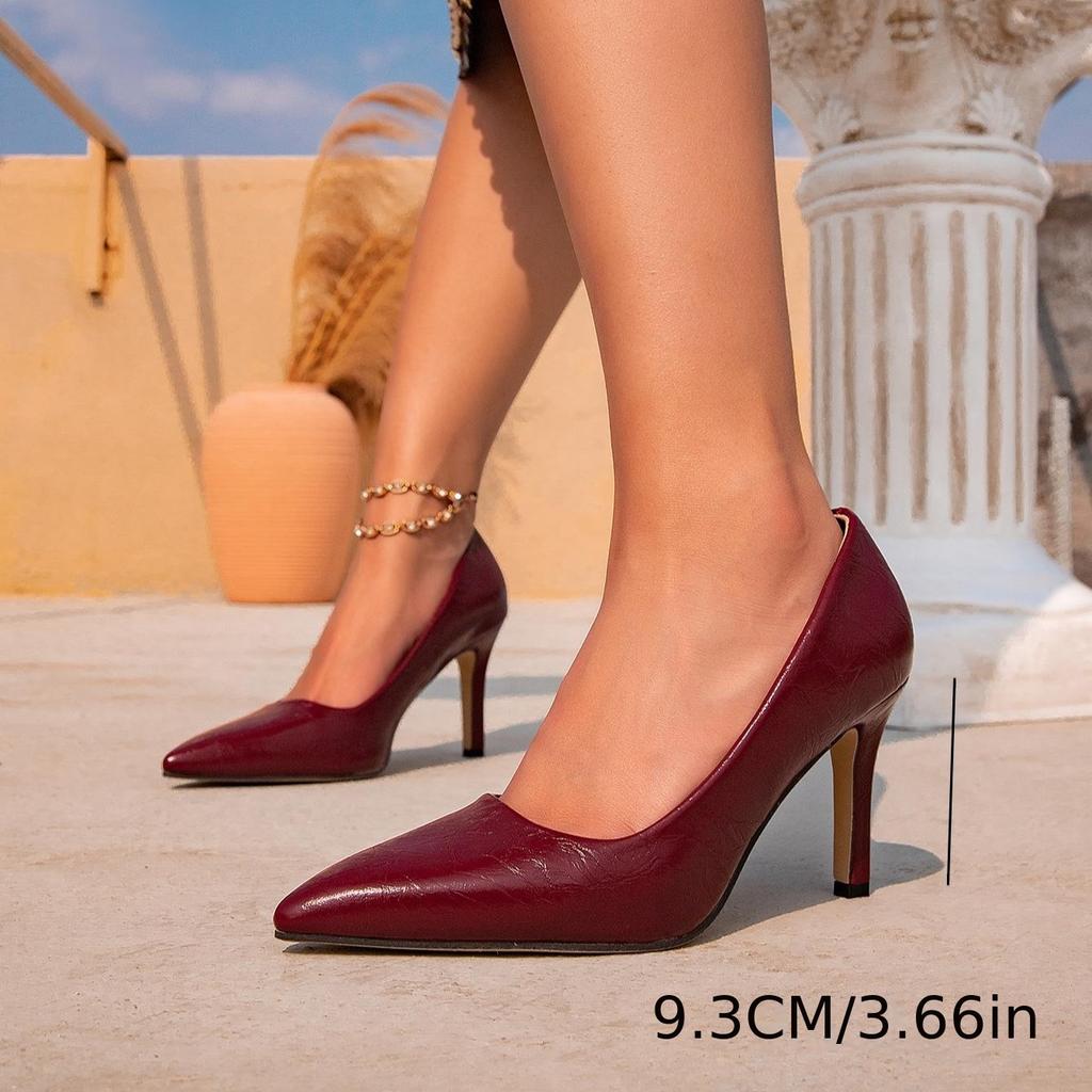Women's High Heels Burgundy Stiletto High Heels Fashion Party Pointed Simple High Heels