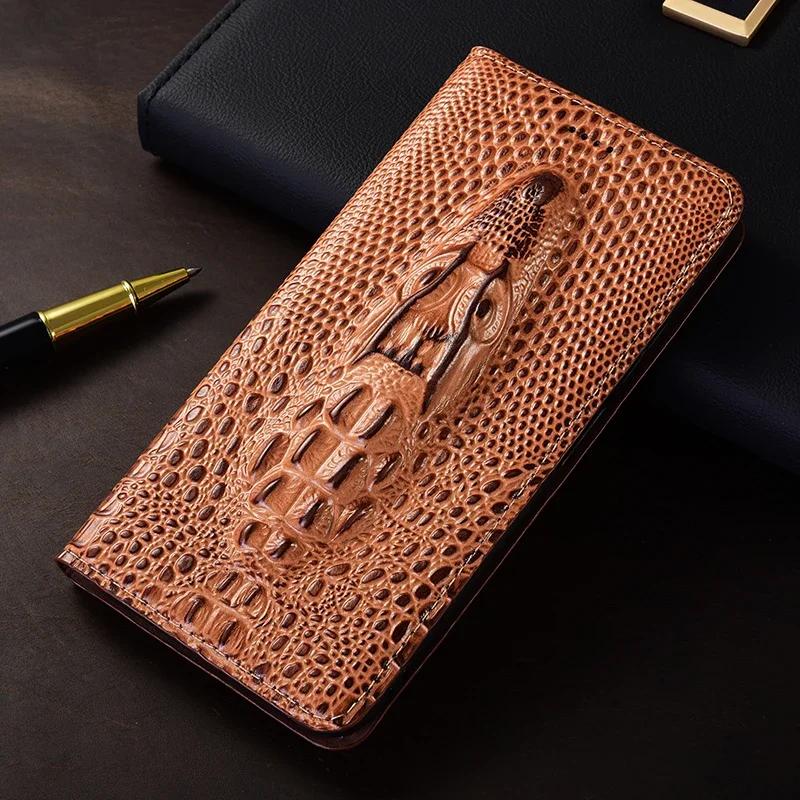 For XIAOMI Mi 15 Ultra 15Ultra 5G Flip Case 3D Crocodile Head Magnetic Cover Cowhide Genuine Leather Card Pocket Wallet Covers