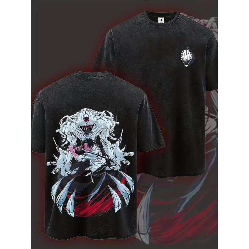 Ryomen Sukuna Print T-shirt Anime Jujutsu Kaisen Clothing Men Women Cotton Tshirts Retro Washed T Shirt Harajuku Male Loose Tops