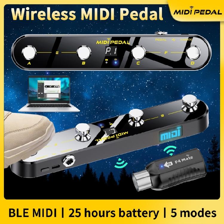 Controller MIDI a Pedale Wireless Preimpostazioni Compatibilità Software Trasmissione Stabile Ricevitore a Pedale Texture Plastica