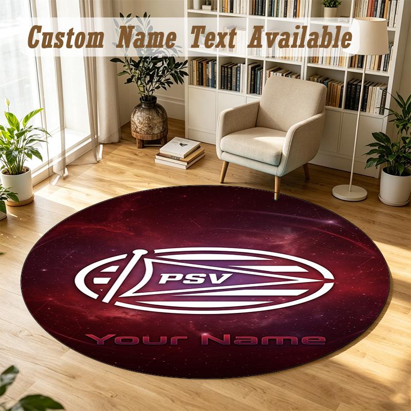 Round Rug Custom NamePSV Eindhoven FC Pattern Non Slip Carpet Home Floor Decor