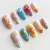 24pcs Women Almond Press On Nails Kit Cute Gloss Medium Length Fake Nails for Women Girls Manicure DIY