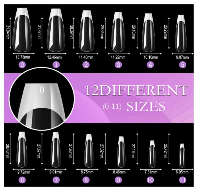 Long Square Medium Tips Press on Nail 120 PCS French Full Cover False Nail Soft Gel Acrylic Fake Nail Press on White & Clear Fake Nails Extensions