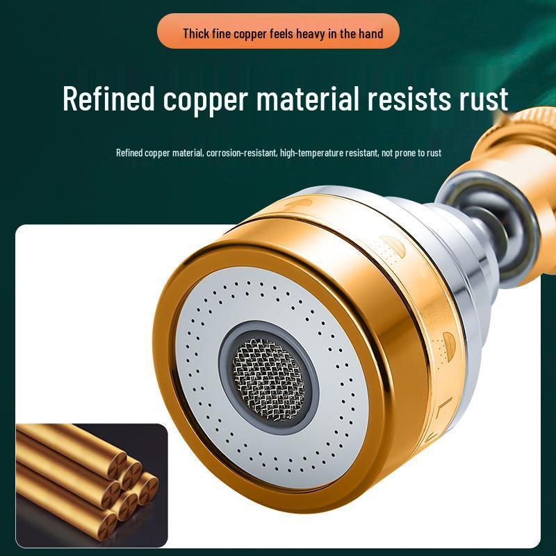 Splash-Proof Copper Kitchen Faucet Extension Nozzle with Pressurized Shower Head Aerator