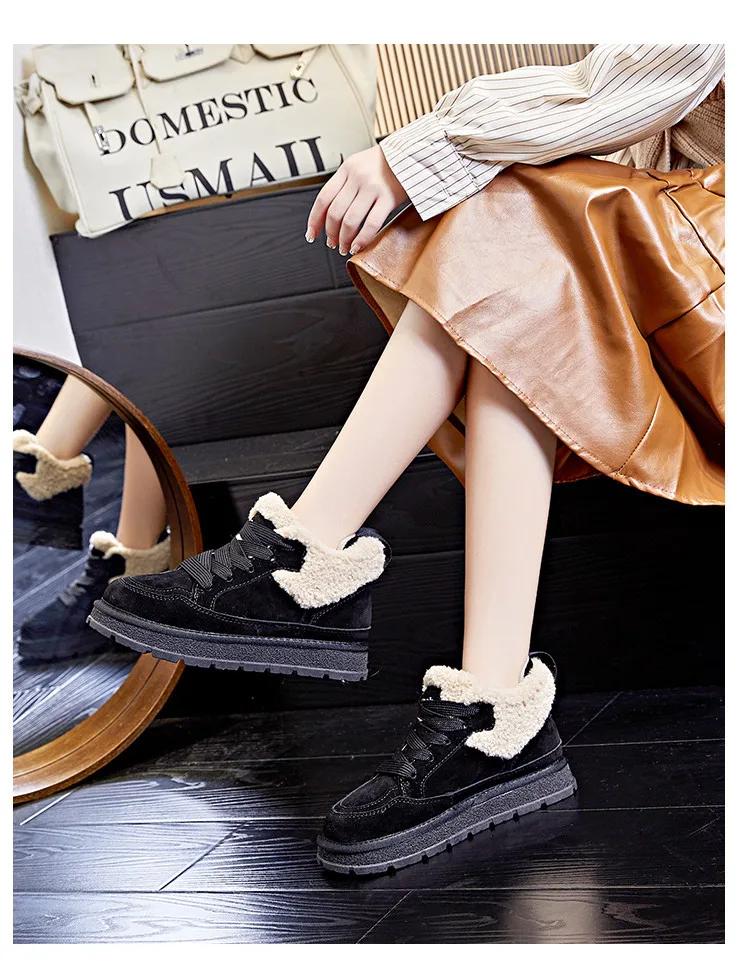 Nouvelles Chaussures pour Femmes Bottes en Cuir Véritable Bottines Classiques Chaussures Décontractées en Cuir Bottes de Neige Chaudes en Peluche