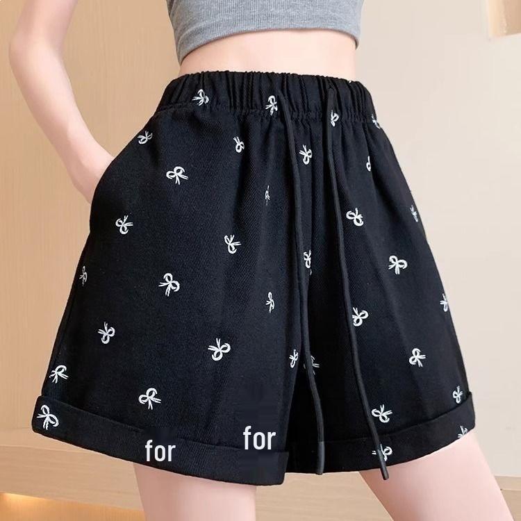 Plus Size Summer High Waist Wide Leg Casual Retro Shorts for Women