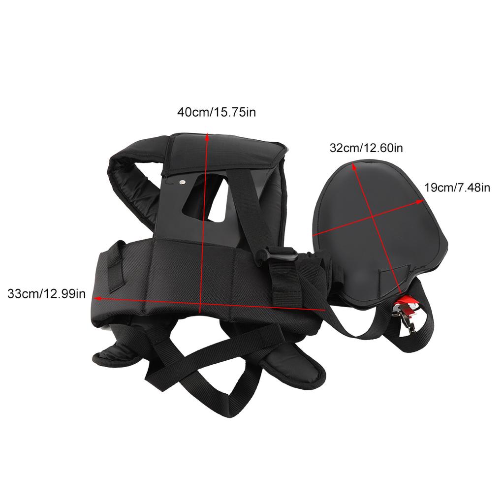 Heavy Duty Trimmer Double Shoulder Strap Plastic Polyester Brushcutter Harness for Men Women Black