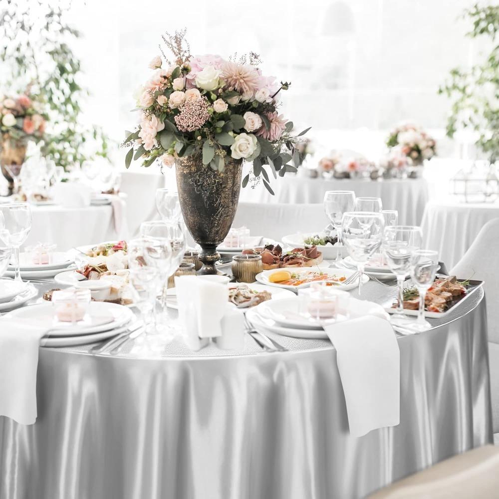 Bright Round Satin Tablecloth Imitation Silk Table Decoration Table Cover Christmas